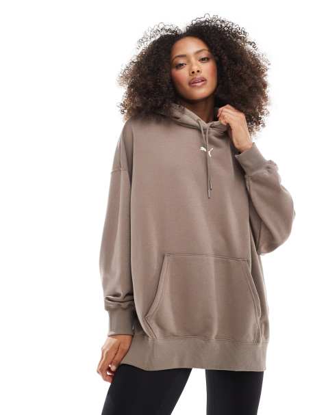 Puma Wardrobe ess oversized hoodie in totally taupe - view 1