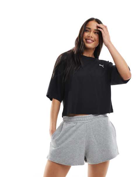 Puma Wardrobe ess oversized short t-shirt in puma black - view 1