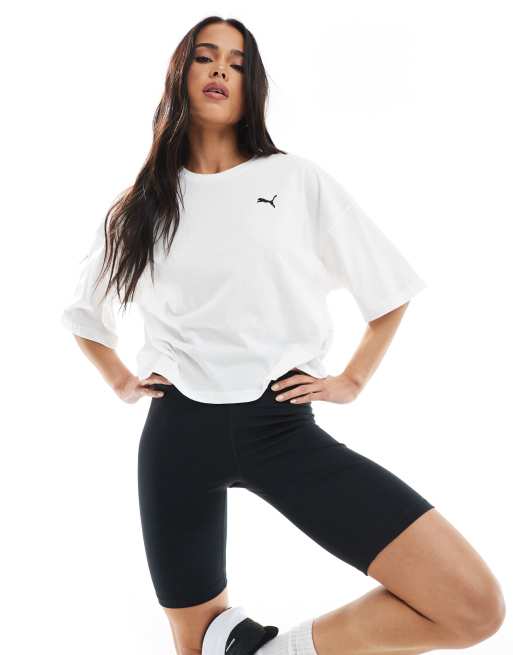 Puma Wardrobe ess oversized short t-shirt in puma white