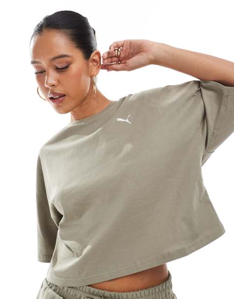 Puma Wardrobe ess oversized short t-shirt in velvet moss - view 1