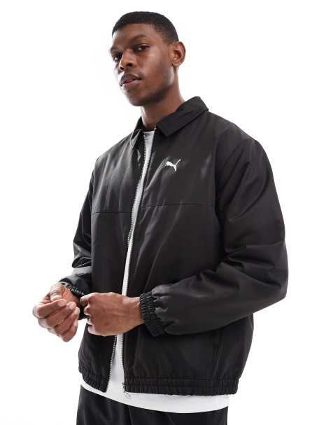 Puma Wardrobe ess relaxed retro football jacket in puma black - view 1