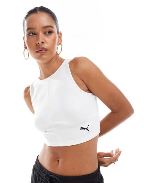 Puma Wardrobe ess ribbed crop top in puma white - view 1