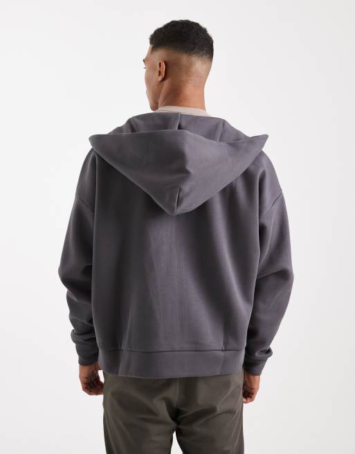 Puma Wardrobe Essentials boxy full-zip hoodie in dark grey | ASOS