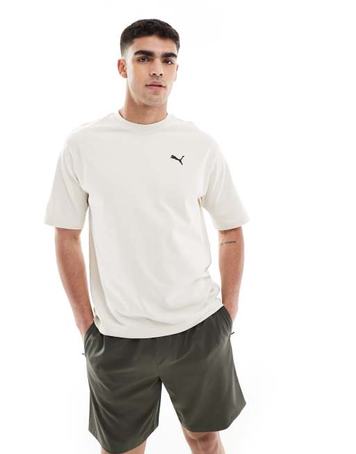Puma wardrobe essentials boxy t-shirt in cream