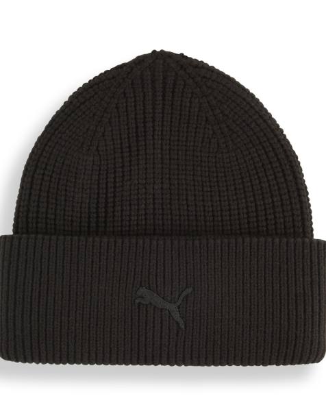 Puma Wardrobe Essentials chunky mid crown beanie in black - view 1