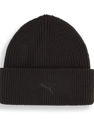 Puma Wardrobe Essentials Chunky Mid Crown Beanie In Black
