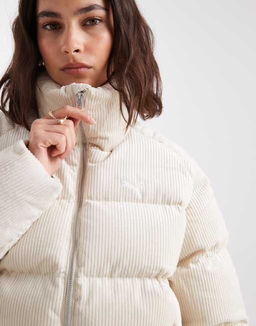 Puma Wardrobe essentials corduroy puffer jacket in alpine