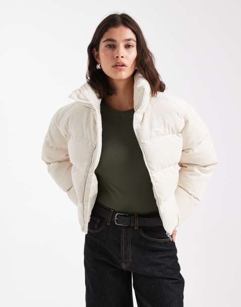 Puma Wardrobe Essentials corduroy puffer jacket in off white - view 1