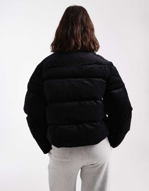 Puma Wardrobe essentials corduroy puffer jacket in puma black ASOS