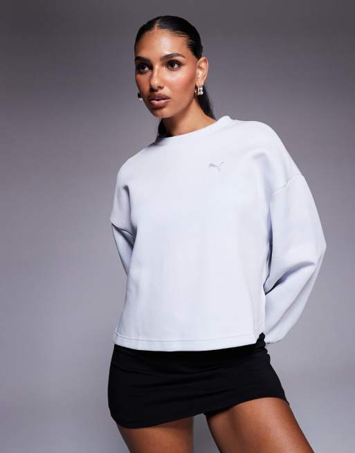 Puma Wardrobe essentials oversized crew sweatshirt in grey