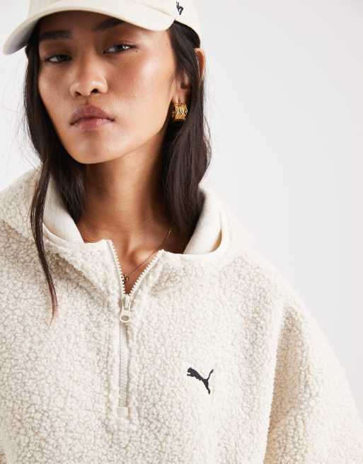 Puma Wardrobe essentials oversized polar fleece hoodie in alpine