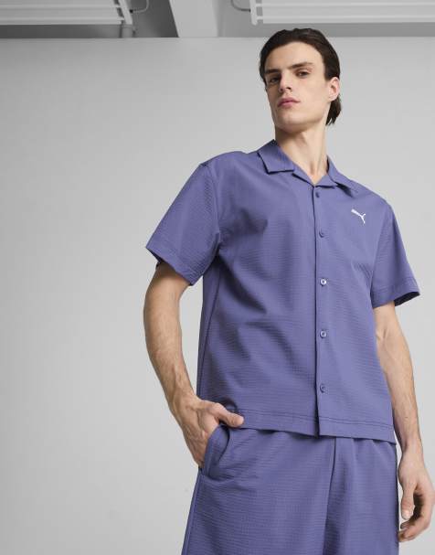Puma Wardrobe essentials seersucker relaxed shirt in blue crystal - view 1