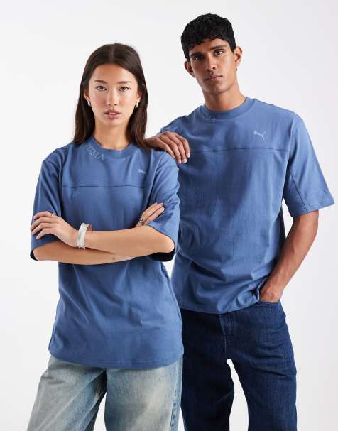 Puma washed out boxy t-shirt in blue - view 1