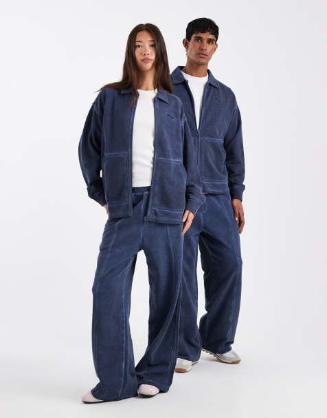Puma Washed out oversized sweatpants in dark indigo