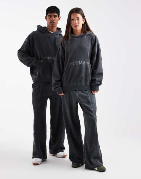 Puma Washed out oversized sweatpants in dusky gray