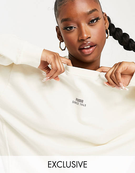 Puma washed sweatshirt in off white- exclusive to ASOS