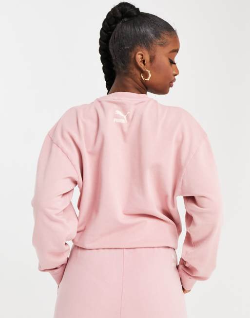 Puma washed sweatshirt in powder pink exclusive to ASOS