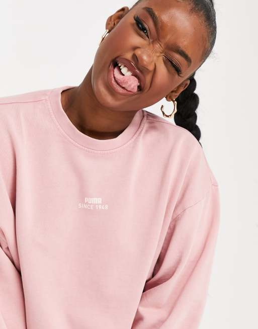 Puma washed sweatshirt in powder pink exclusive to ASOS