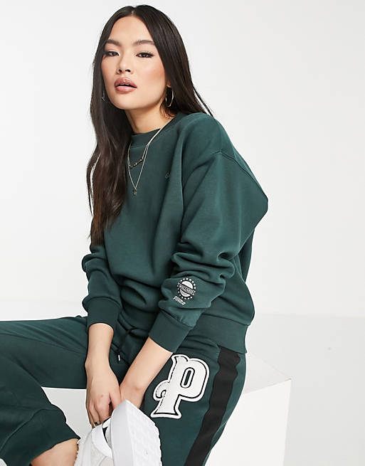 Women Puma Wellness Club sweatshirt in dark green 
