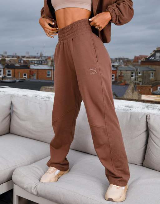 PUMA Wide Leg Sweatpants in Brown