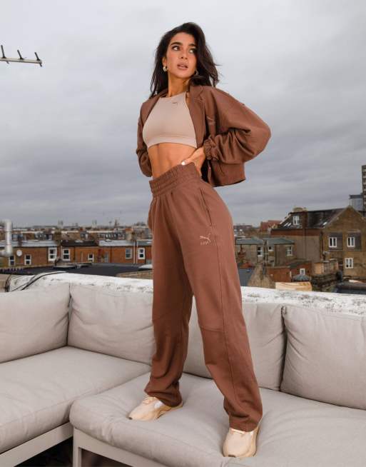 Puma wide leg sweatpants in brown ASOS