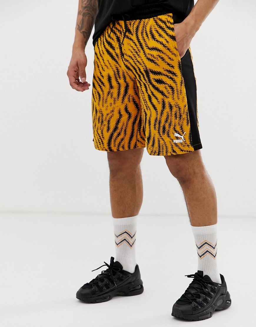 Puma Wild Pack shorts med tigerprint-Orange