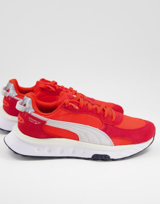 onstabiel schrobben Verliefd Puma - Wild Rider - Sneakers in rood en wit | ASOS