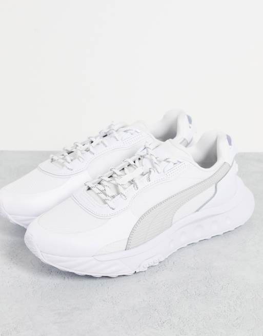 Puma Wild Rider sneakers in white and silver