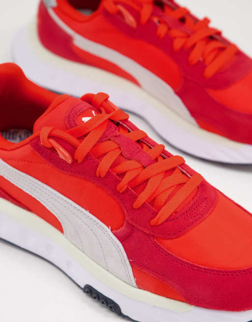 Puma Wild Rider trainers in red and white