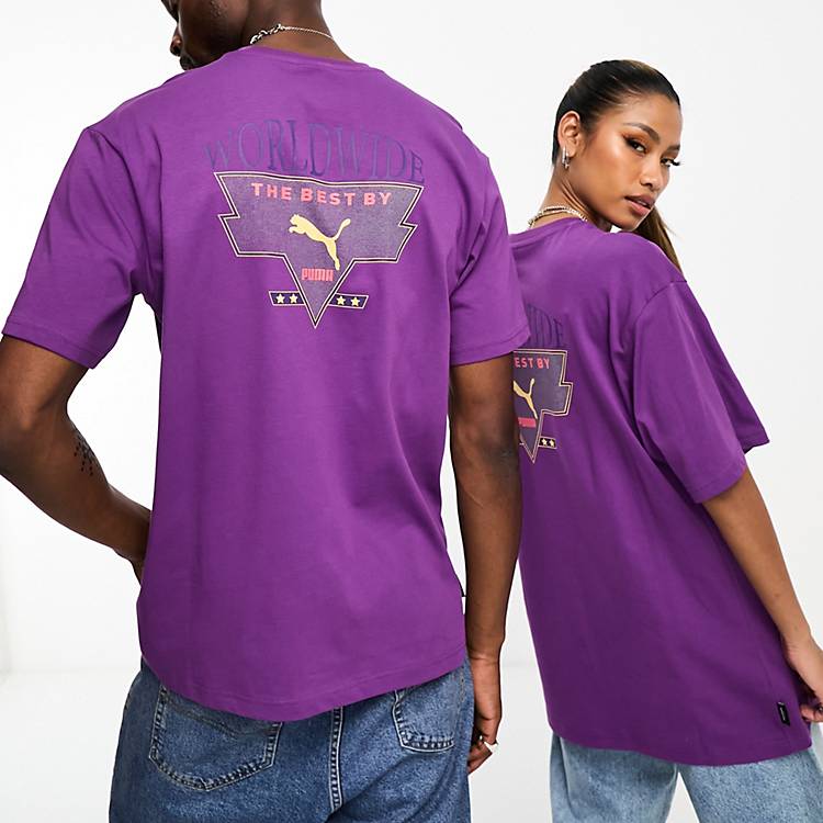 PUMA Worldwide archive graphic print T-shirt in purple | ASOS