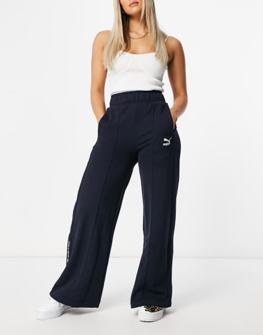 Puma x Central Saint Martins high waisted wide leg trousers in navy