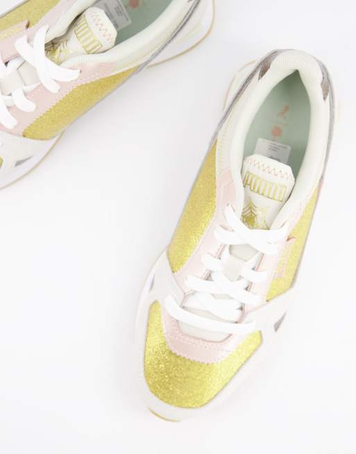Puma x Charlotte Olympia – Mile Rider – Rosa träningsskor med glitterpaneler, 3 av 4
