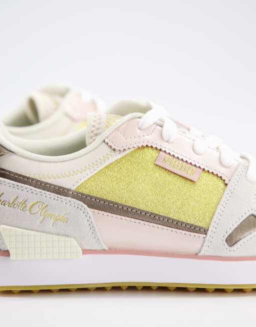 Puma x Charlotte Olympia – Mile Rider – Rosa träningsskor med glitterpaneler, 4 av 4