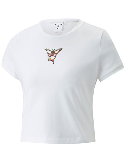 Puma x Dua Lipa cropped t shirt in white