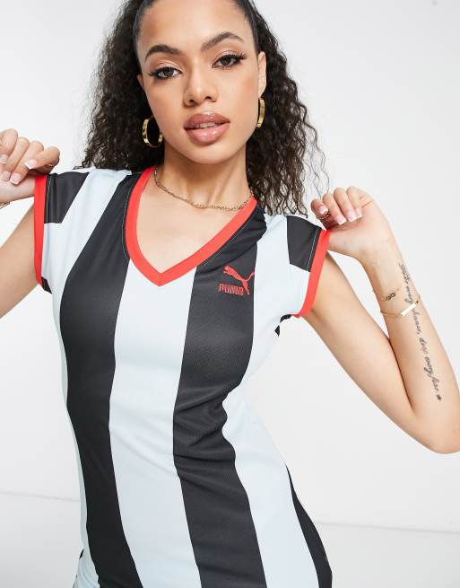 Puma x Dua Lipa dress in blue and black stripe | ASOS