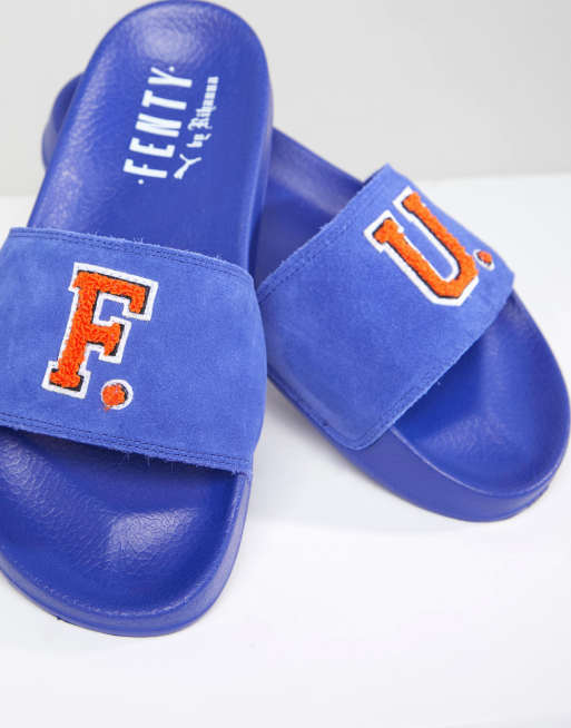 Puma X Fenty Suede Sliders In Blue ASOS