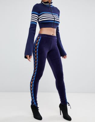 Puma x Rihanna Fenty Womens Side Strip Jersey Tight Leggings Blue 577293 02  X3B 