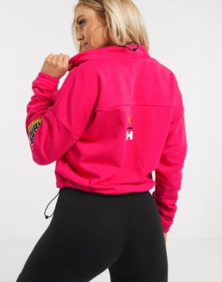 pink half zip sweatshirt