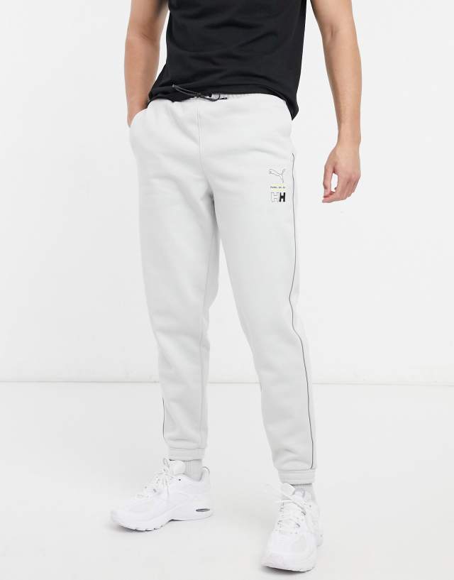 Puma x Helly Hansen logo taped sweatpants in gray