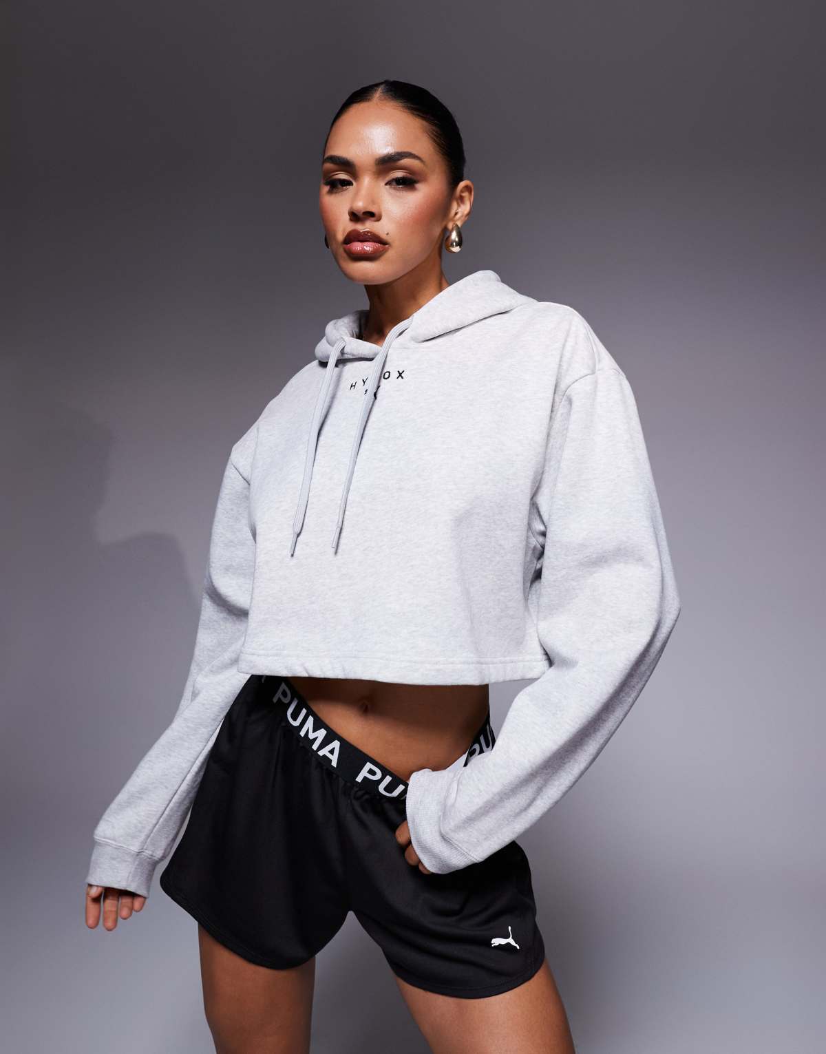 Puma x Hyrox heavyweight hoodie in light gray heather