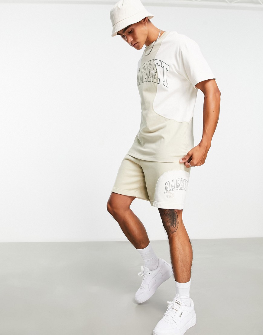 Puma x MARKET relaxed 8 inch shorts in off white multi - BEIGE-Neutral