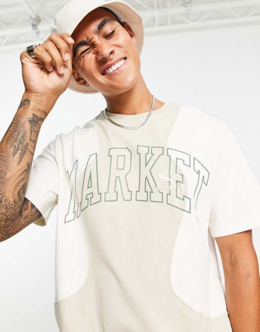 Antipoison onderwerp Ga trouwen Puma x MARKET relaxed logo t-shirt in beige | ASOS