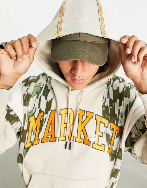 PUMA x MARKET relaxed printed hoodie in beige | ASOS
