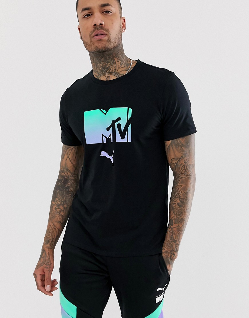 Puma x MTV – Svart t-shirt med logga-Vit