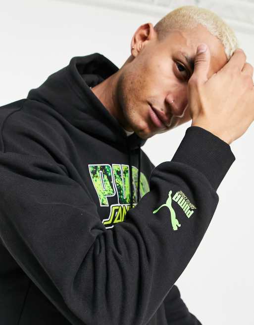 Black and green online graphic hoodie