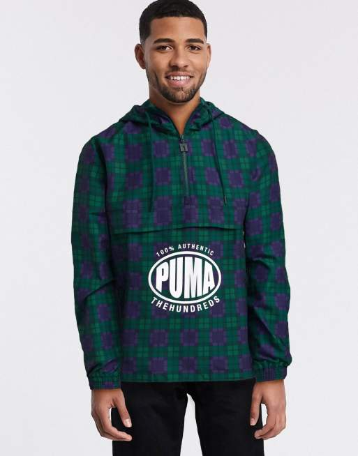 Puma x The Hundreds - Geruit windjack in marineblauw