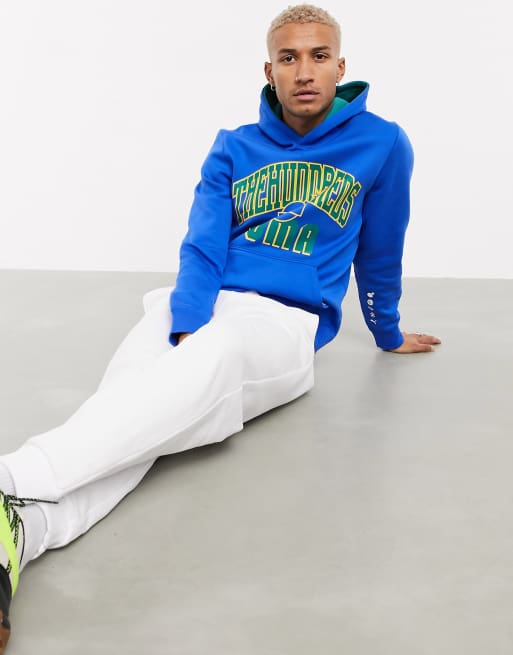 Puma x The Hundreds large collegiate logo reversible hoodie in