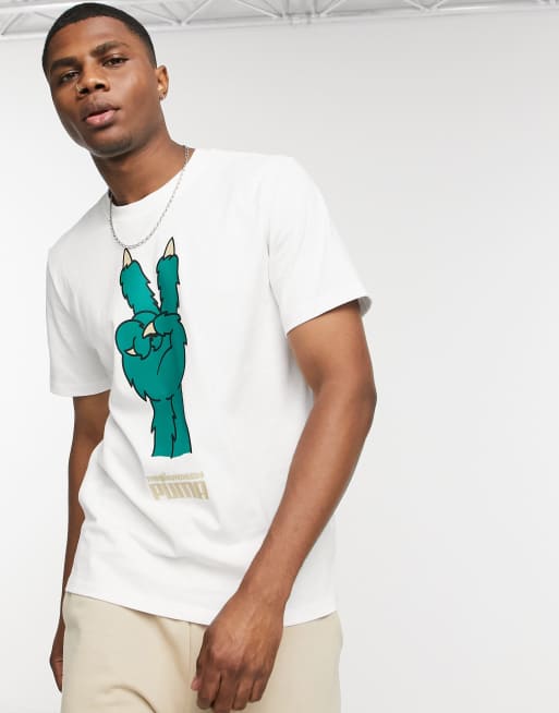 Puma X The Hundreds Logo Peace T Shirt In White Faoswalim