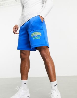Puma x The Hundreds – Wendbare Shorts mit Logo in Blau & Grün