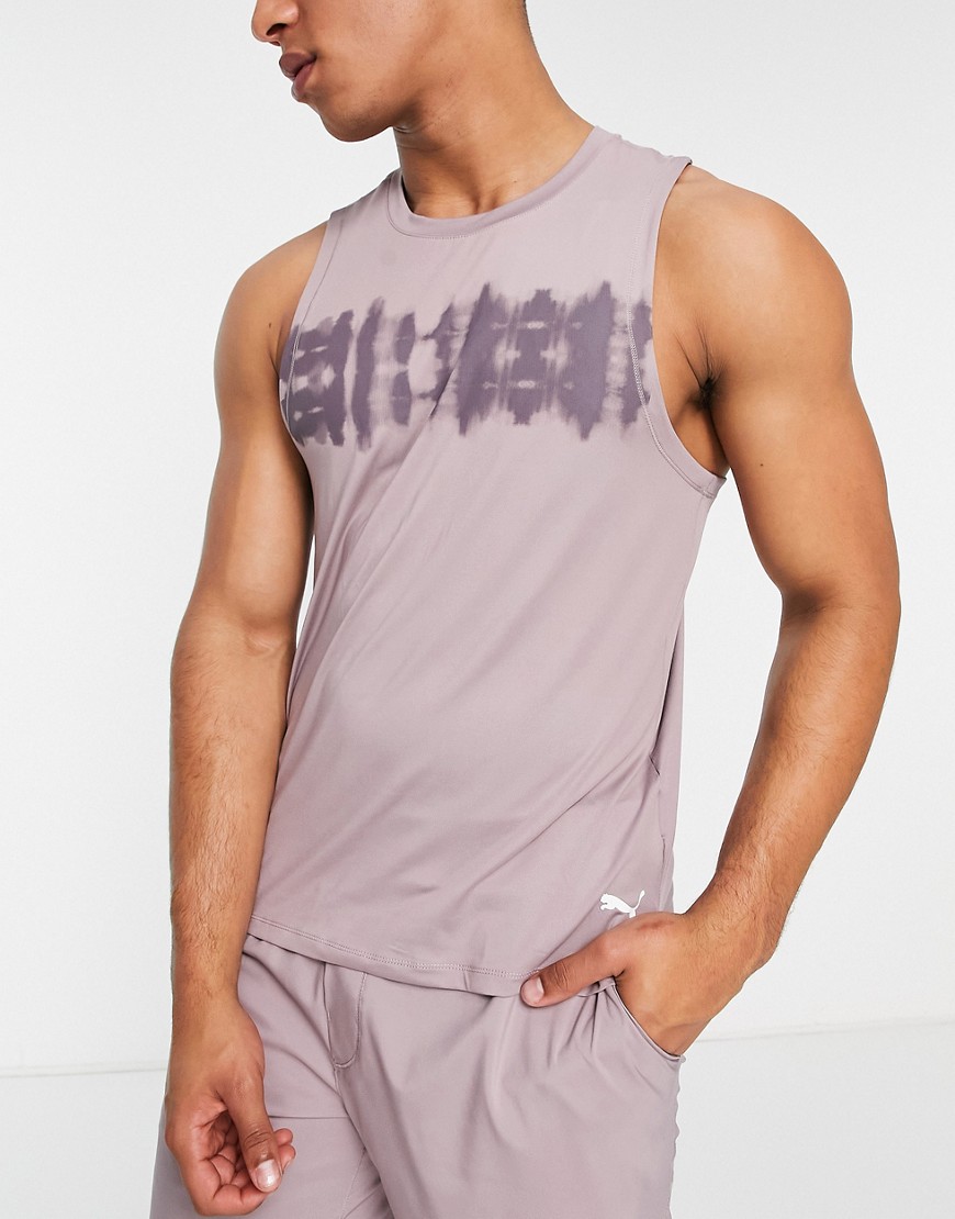 PUMA Yoga Studio tank top with placement tie dye in mauve-Purple